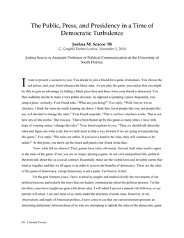 The Public, Press, and Presidency in a Time of Democratic Turbulence