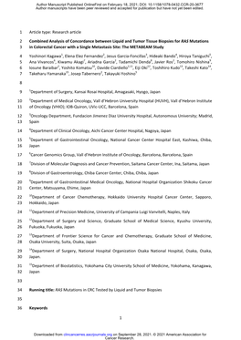 Combined Analysis of Concordance Between Liquid and Tumor Tissue Biopsies for RAS Mutations 3 in Colorectal Cancer with a Single Metastasis Site: the METABEAM Study