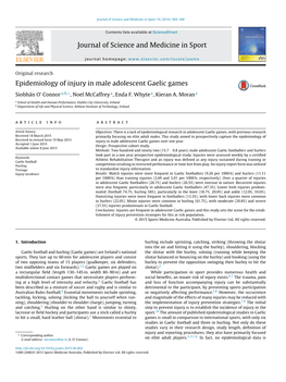 Epidemiology of Injury in Male Adolescent Gaelic Games