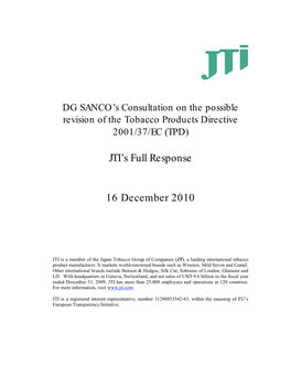 JTI Full Response to the EU Consultation