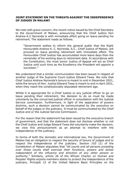 Read the Full Joint Statement on Malawi