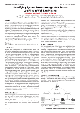 Identifying System Errors Through Web Server Log Files in Web Log Mining 1Arjun Ram Meghwal, 2Dr