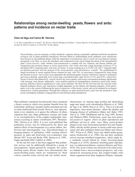 Relationships Among Nectar-Dwelling Yeasts, Flowers and Ants: Patterns and Incidence on Nectar Traits