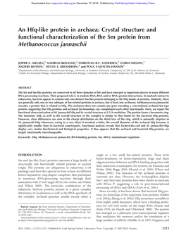 An Hfq-Like Protein in Archaea: Crystal Structure and Functional Characterization of the Sm Protein from Methanococcus Jannaschii