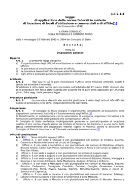 3.3.2.1.4 Legge Di Applicazione Delle Norme Federali in Materia Di Locazione Di Locali D’Abitazione E Commerciali E Di Affitto[1] (Del 9 Novembre 1992)