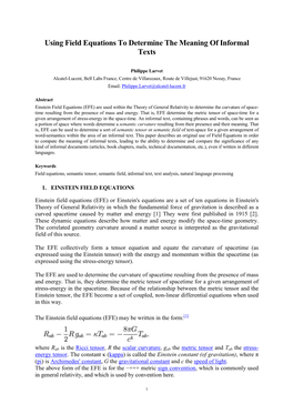 Using Field Equations to Determine the Meaning of Informal Texts