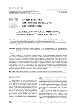 Drought Monitoring in the Seybouse Basin (Algeria) Over the Last Decades 81