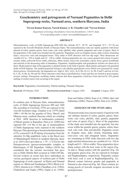 Geochemistry and Petrogenesis of Narnaul Pegmatites in Delhi Supergroup Rocks, Narnaul Area, Southern Haryana, India