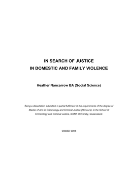 In Search of Justice in Domestic and Family Violence