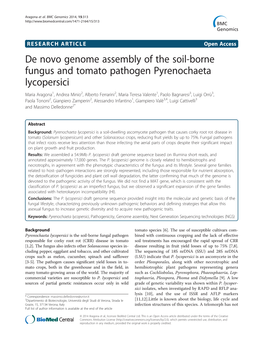 De Novo Genome Assembly of the Soil-Borne Fungus and Tomato