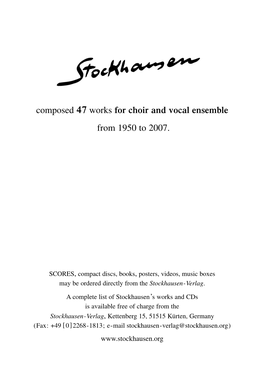 Stockhausen Choir Works