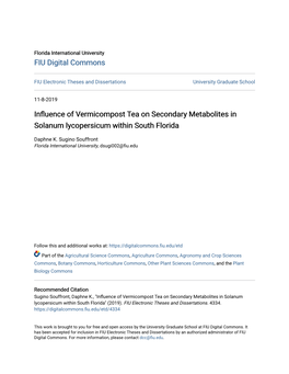 Influence of Vermicompost Tea on Secondary Metabolites in Solanum