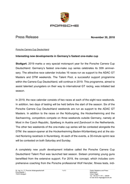 Press Release November 30, 2018