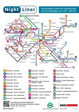 Liniennetz Nightliner Region Nürnberg-Fürth