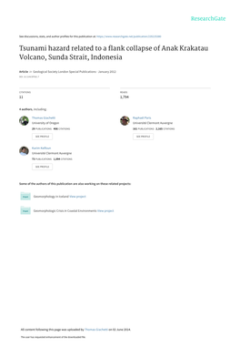 Tsunami Hazard Related to a Flank Collapse of Anak Krakatau Volcano, Sunda Strait, Indonesia