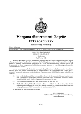 Haryana Government Gazette EXTRAORDINARY Published by Authority © Govt