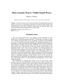 Dust-Acoustic Waves: Visible Sound Waves