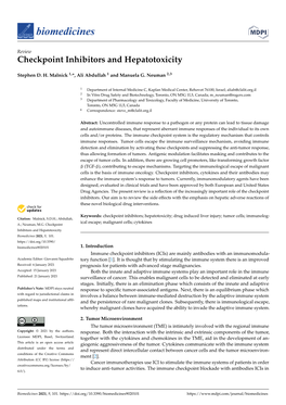 Checkpoint Inhibitors and Hepatotoxicity