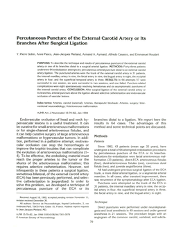 Percutaneous Puncture of the External Carotid Artery Or Its Branches After Surgical Ligation