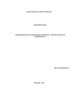 Problematika Divjih Odlagališč V Okviru Projekta Remedisanus