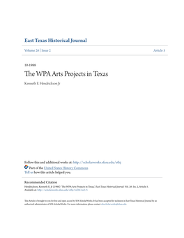 The WPA Arts Projects in Texas Kenneth E