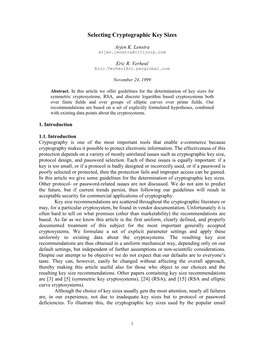 Selecting Cryptographic Key Sizes