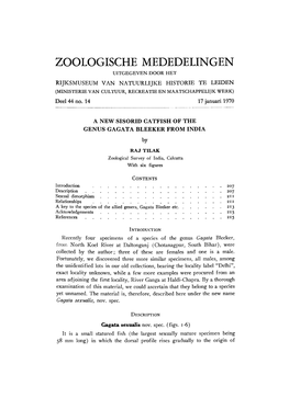 Zoologische Mededelingen Uitgegeven Door Het