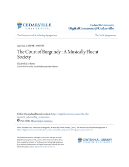 The Court of Burgundy : a Musically Fluent Society