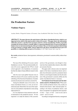 On Production Factors