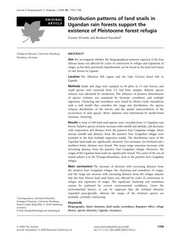 Distribution Patterns of Land Snails in Ugandan Rain Forests Support The