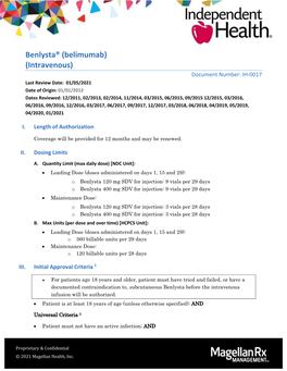 Benlysta® (Belimumab) (Intravenous)