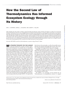 How the Second Law of Thermodynamics Has Informed Ecosystem Ecology Through Its History Downloaded From