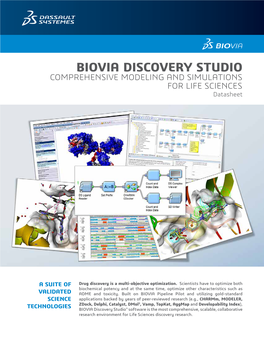 BIOVIA DISCOVERY STUDIO COMPREHENSIVE MODELING and SIMULATIONS for LIFE SCIENCES Datasheet