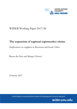 The Expansion of Regional Supermarket Chains