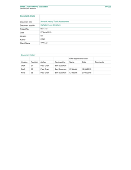 Document Details Document Title Annex a Heavy Traffic Assessment