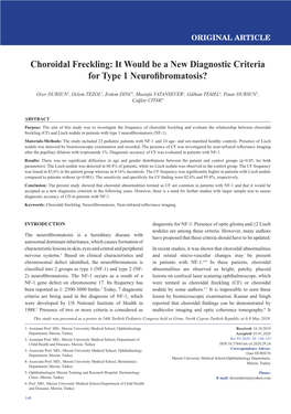 It Would Be a New Diagnostic Criteria for Type 1 Neurofibromatosis?