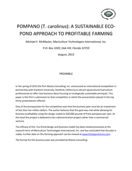 ECO-Pond Approach Cover Sheet Combined