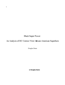 Black Super Power: an Analysis of DC Comics' First African-American