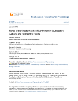 Fishes of the Choctawhatchee River System in Southeastern Alabama and Northcentral Florida