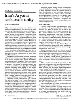 Interview: Iran's Aryana Seeks Exile Unity
