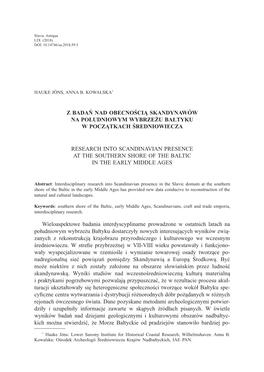 Z Badań Nad Obecnością Skandynawów Na Południowym Wybrzeżu Bałtyku W Początkach Średniowiecza