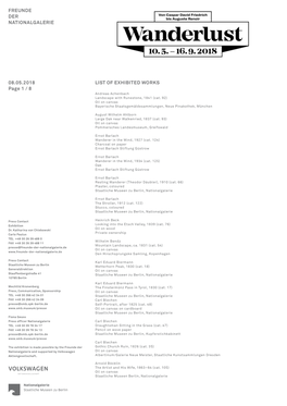 8 List of Exhibited Works 08.05.2018