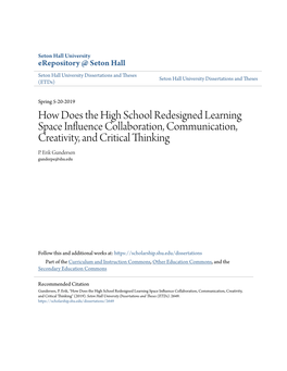 How Does the High School Redesigned Learning Space Influence Collaboration, Communication, Creativity, and Critical Thinking P