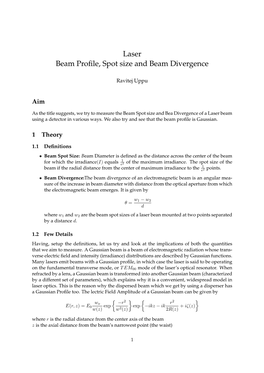 Laser Beam Profile, Spot Size and Beam Divergence