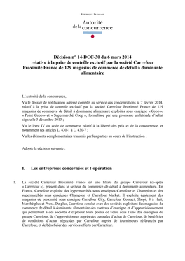 Décision N° 14-DCC-30 Du 6 Mars 2014 Relative À La Prise De Contrôle