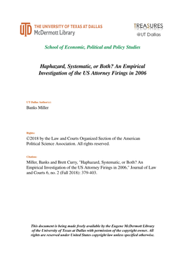 An Empirical Investigation of the US Attorney Firings in 2006