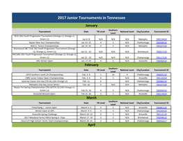 2017 Junior Tournaments in Tennessee