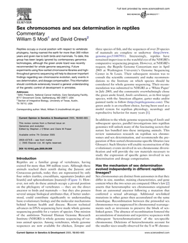 Sex Chromosomes and Sex Determination in Reptiles Commentary William S Modi1 and David Crews2