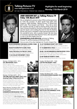 JOHN GREGSON DAY on Talking Pictures