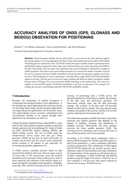 Gps, Glonass and Beidou) Obsevation for Positioning